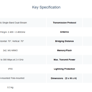 RG-EST100-E, 2.4GHz Dual-stream 500m Wireless Bridge
