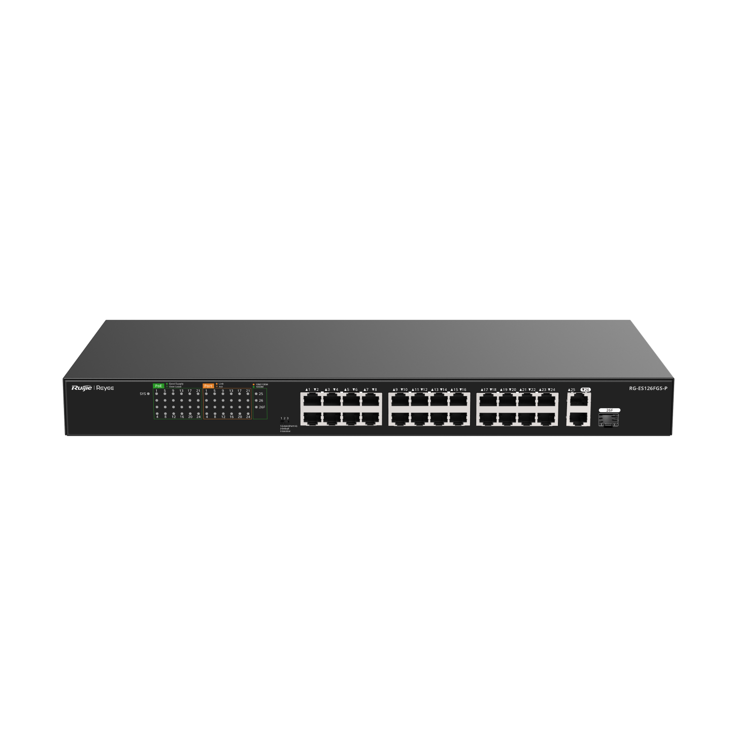 Ruijie Reyee RG-ES126FGS-P, 24-Port 10/100 Mbps with 2-Port Gigabit Unmanaged PoE Switch - Image 4