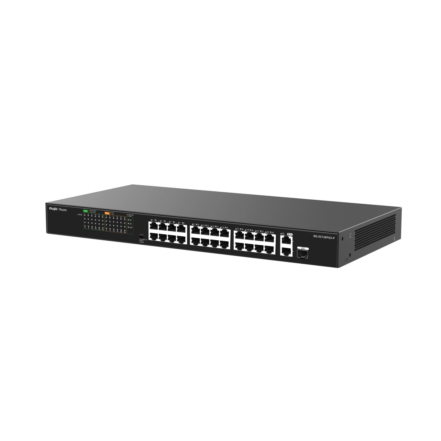 Ruijie Reyee RG-ES126FGS-P, 24-Port 10/100 Mbps with 2-Port Gigabit Unmanaged PoE Switch - Image 2