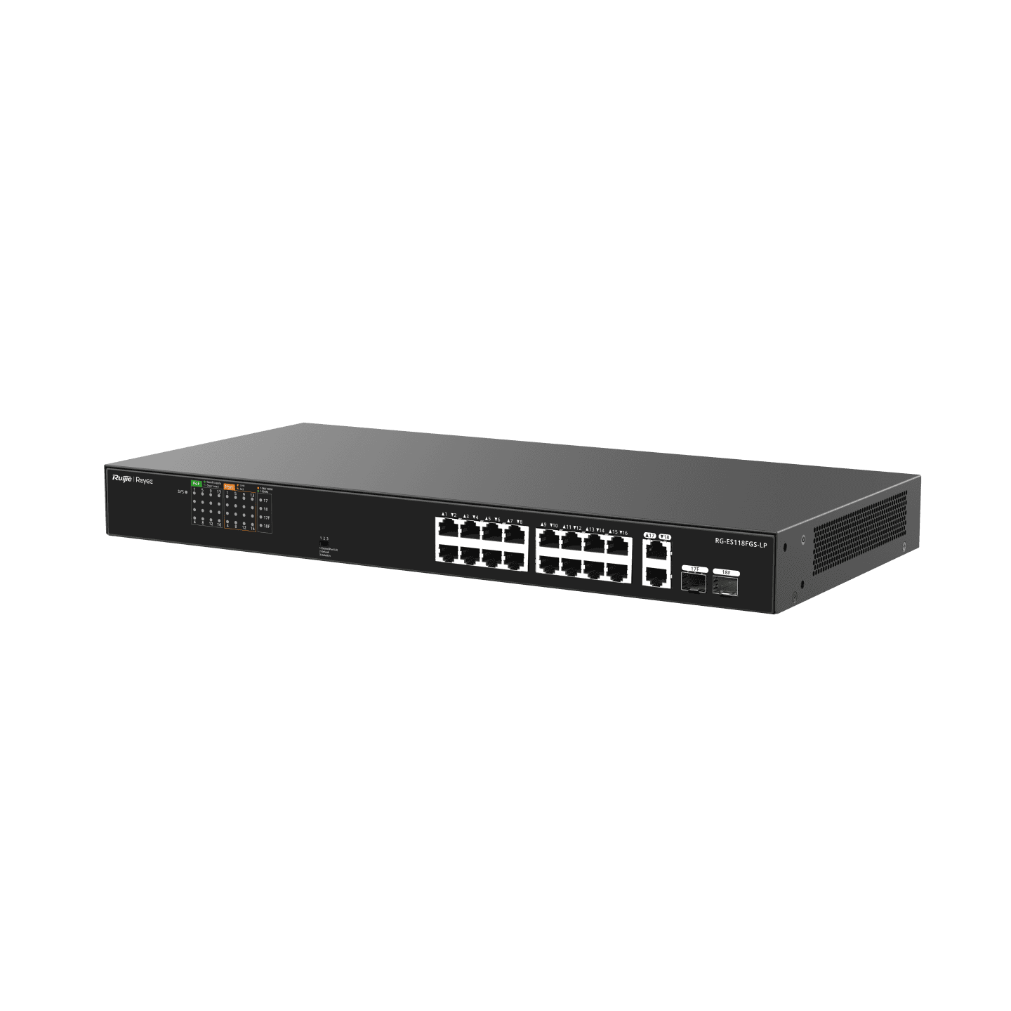 Ruijie Reyee RG-ES118FGS-LP, 16-Port 10/100 Mbps with 2-Port Gigabit Unmanaged PoE Switch - Image 3