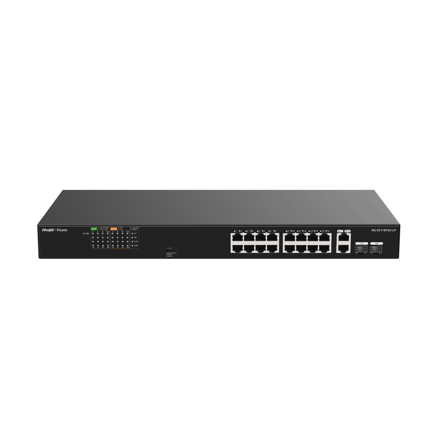 Ruijie Reyee RG-ES118FGS-LP, 16-Port 10/100 Mbps with 2-Port Gigabit Unmanaged PoE Switch - Image 2