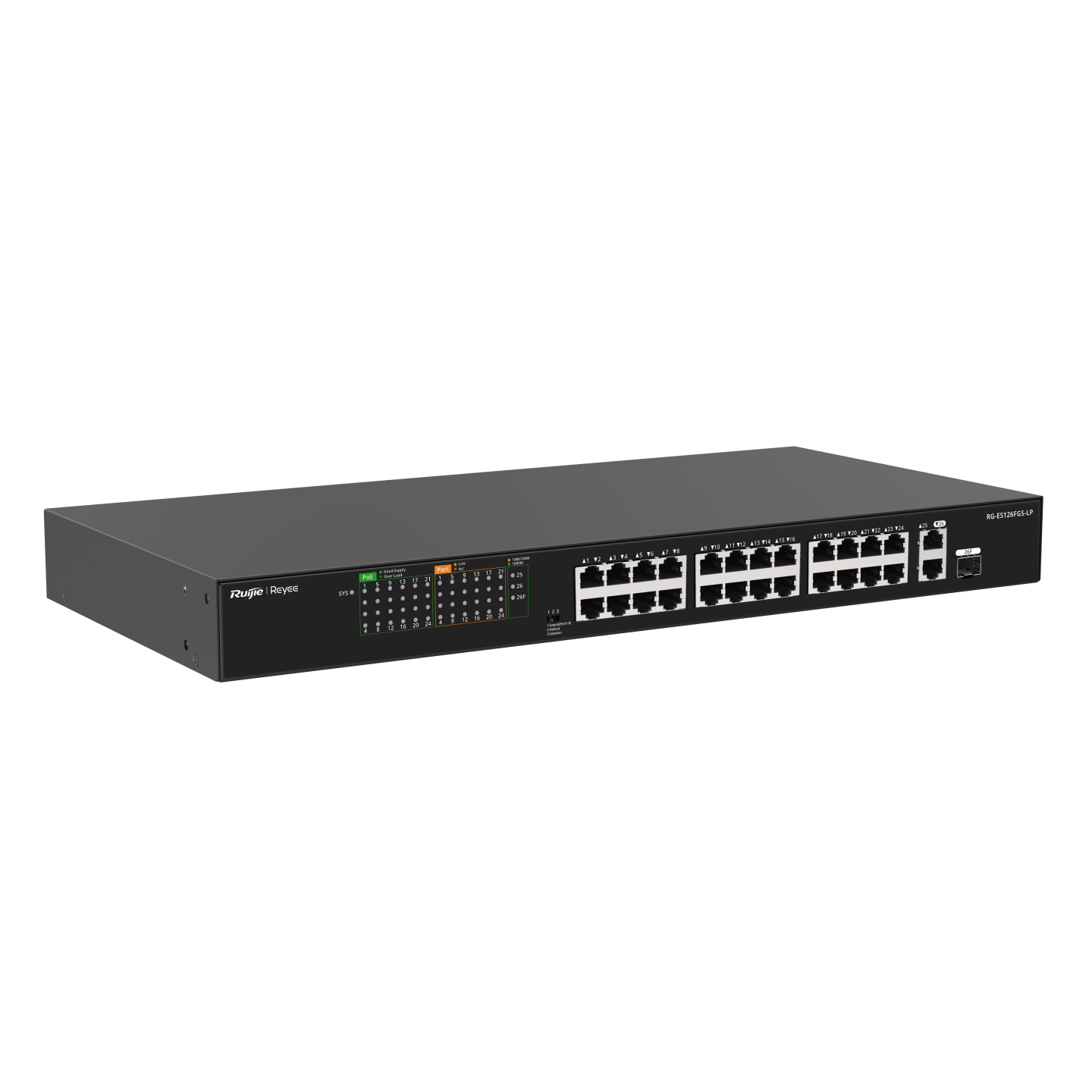 Ruijie Reyee RG-ES126FGS-LP, 24-Port 10/100 Mbps with 2-Port Gigabit Unmanaged PoE Switch - Image 3