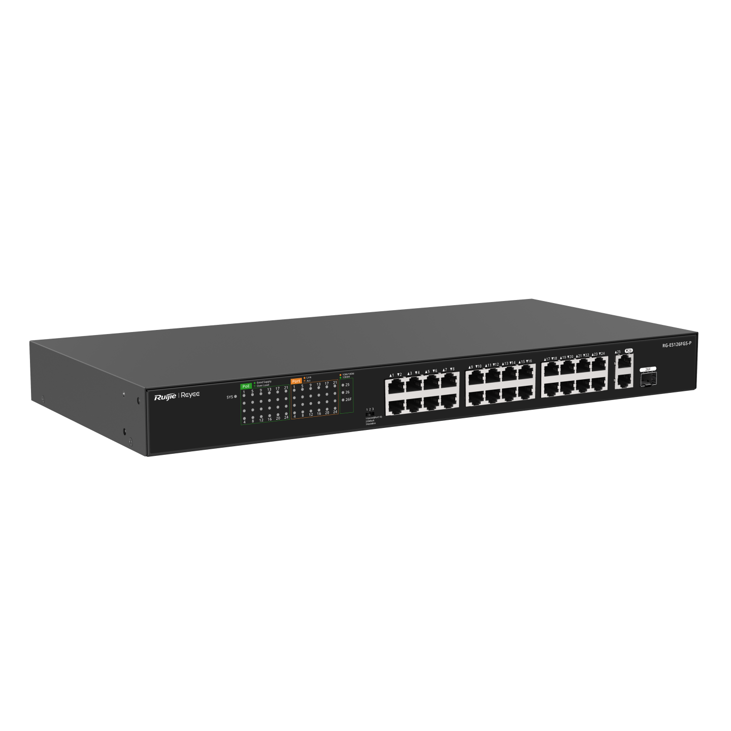 Ruijie Reyee RG-ES126FGS-P, 24-Port 10/100 Mbps with 2-Port Gigabit Unmanaged PoE Switch - Image 3